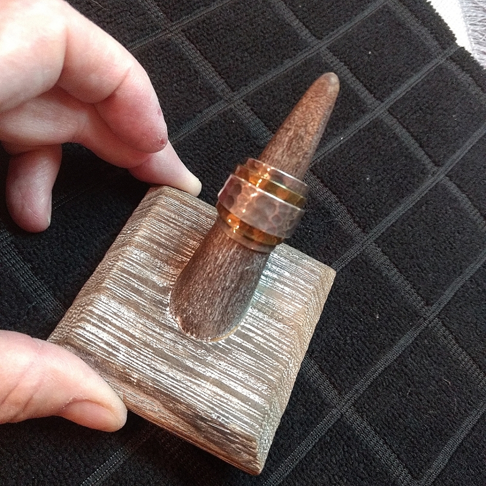 Hand crafted 3 layer copper/bronze ring